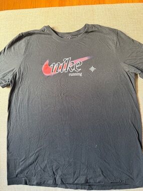 Nike Black T-Shirt with Red and Purple Swoosh Graphic